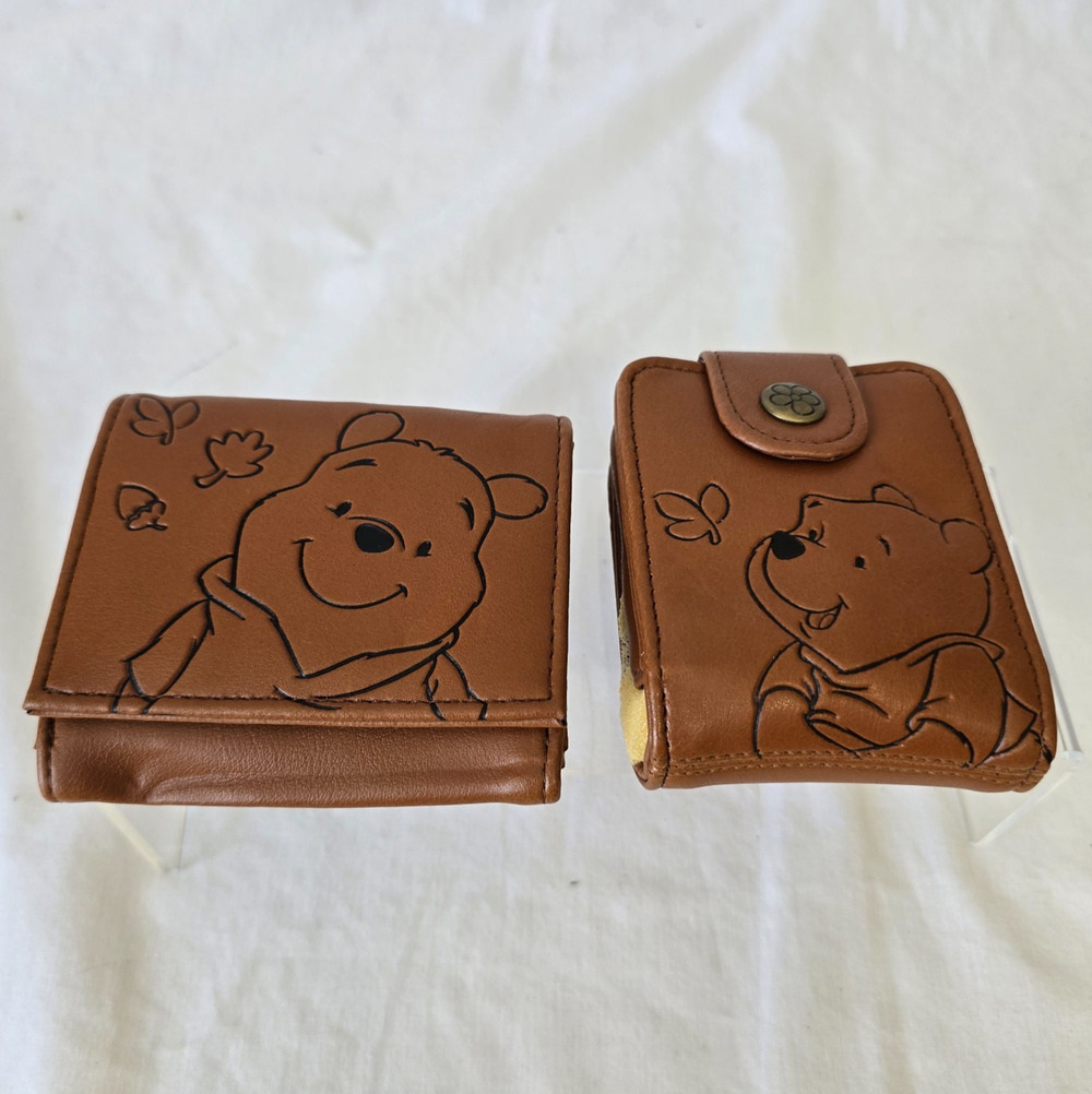 Vtg 1999 Avon Disney Winnie the Pooh Wallet & Lipstick Case Brown Embossed New